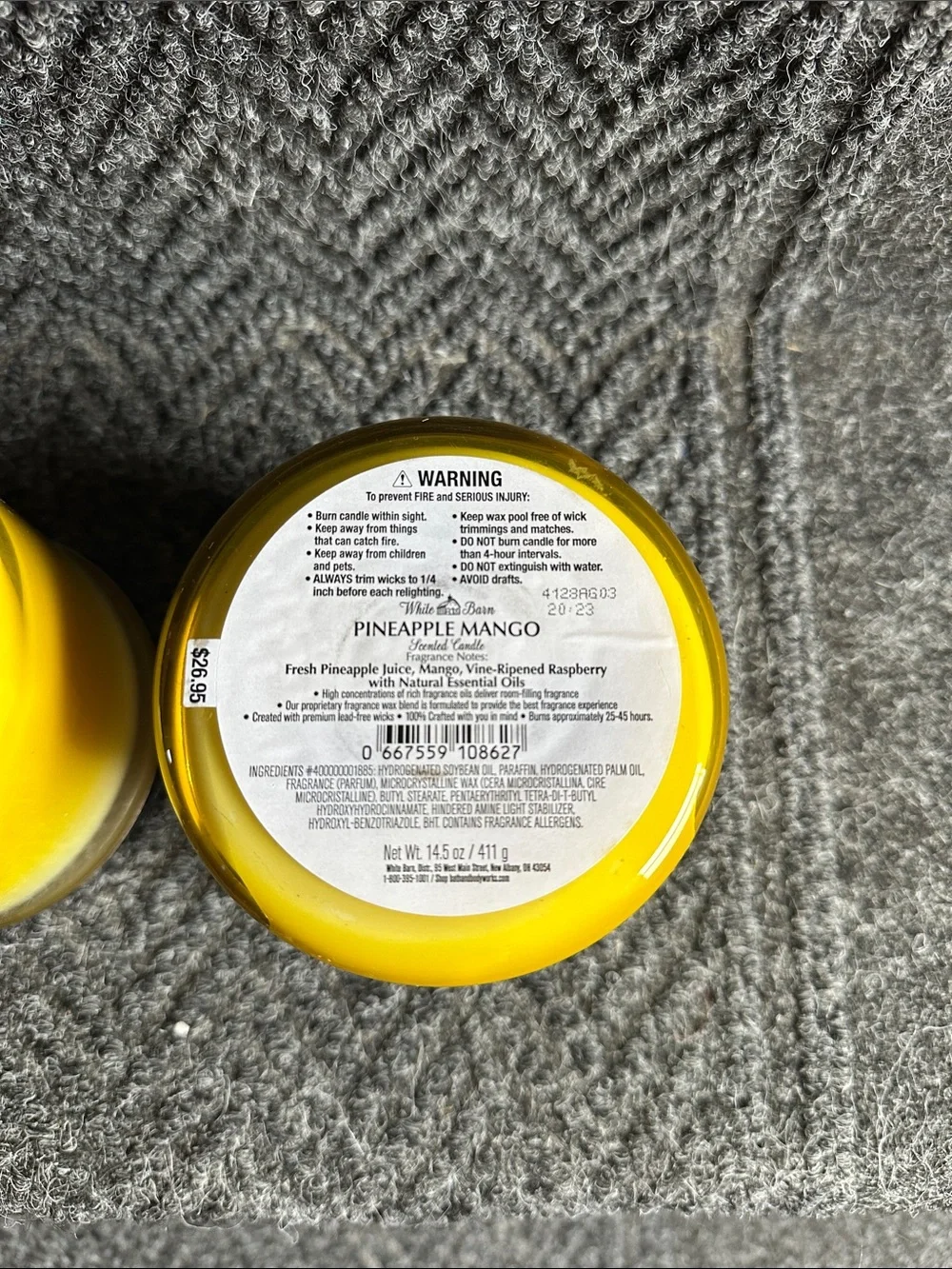 White Barn Pineapple Mango 3 Wick Candle